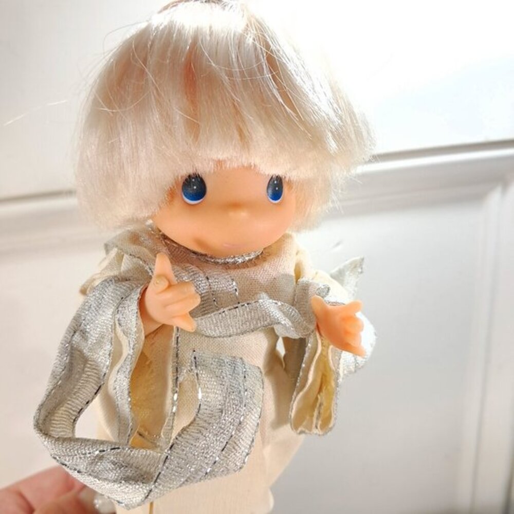 PRECIOUS‎ MOMENTS FLYING ANGEL DOLL HANGING ORNAMENT silver blonde boy Vintage